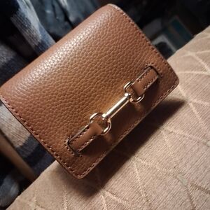 Michael Kors Tan Leather Wallet with Gold Zipper